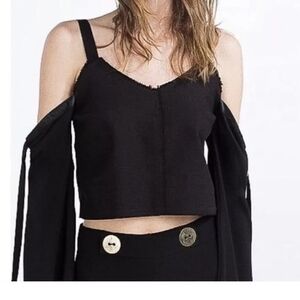 Zara Black Cold Shoulder Top NWOT Size L